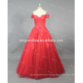 ED Bridal Off Shoulder Red Tulle with Lace Applique Lace Up Alibaba Prom Dress